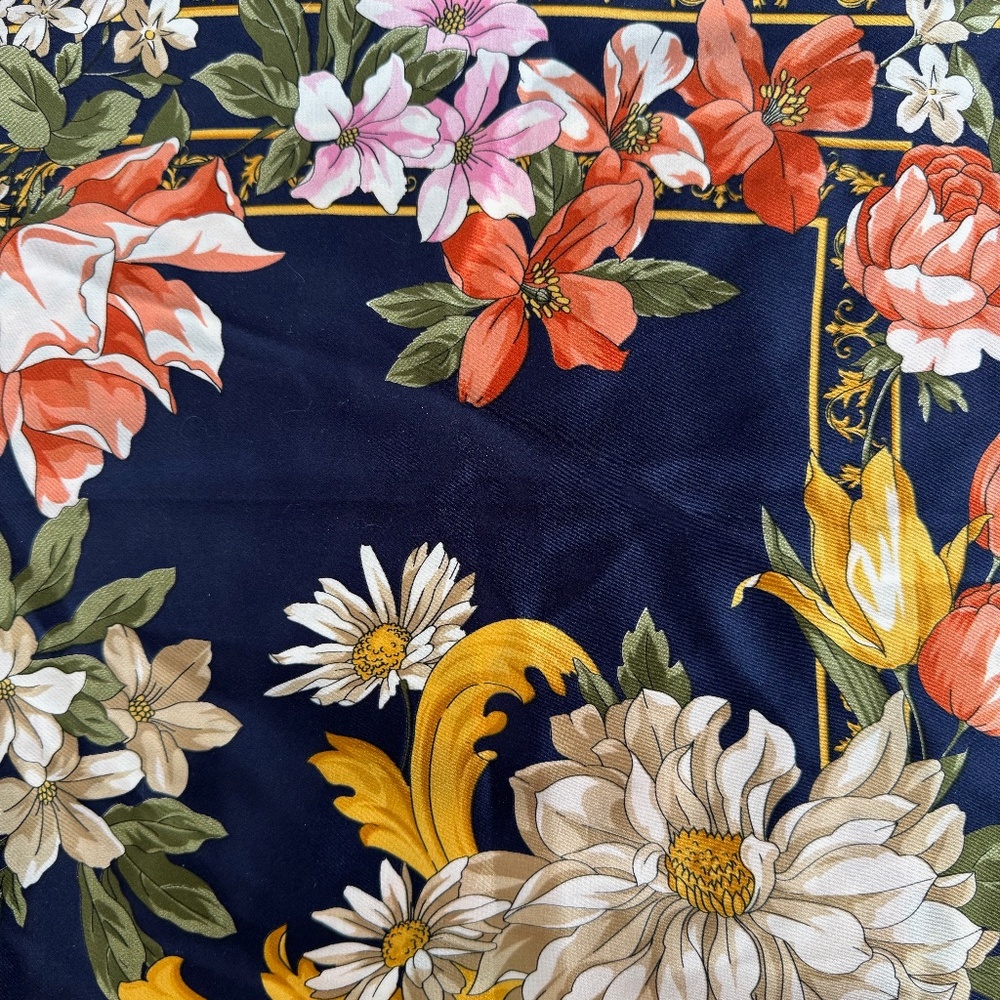 Italian floral print silk scarf